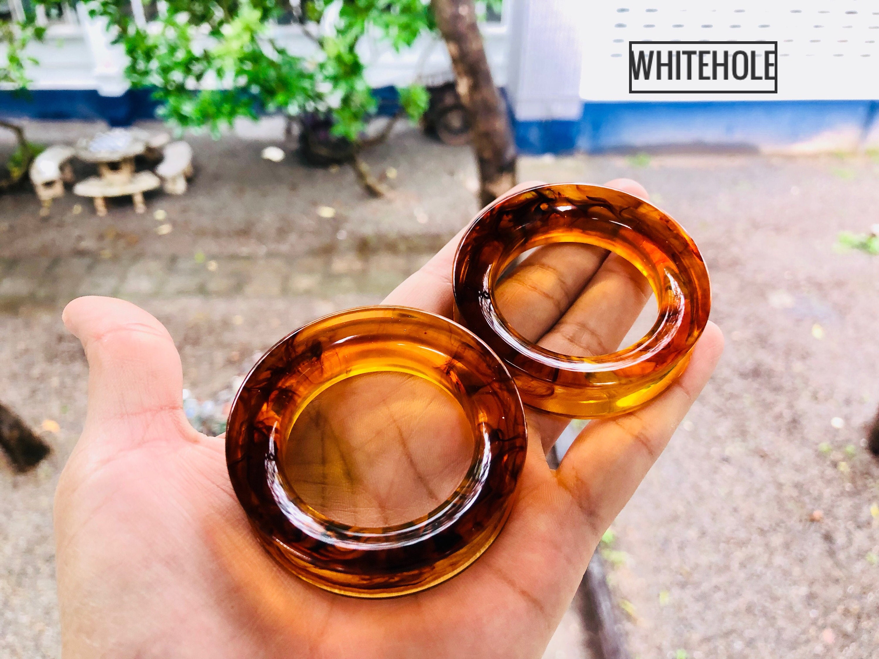 Tunnel PlugsAmber colorPlugs Custom/Plugs Smoke/Plugs Resin Etsy