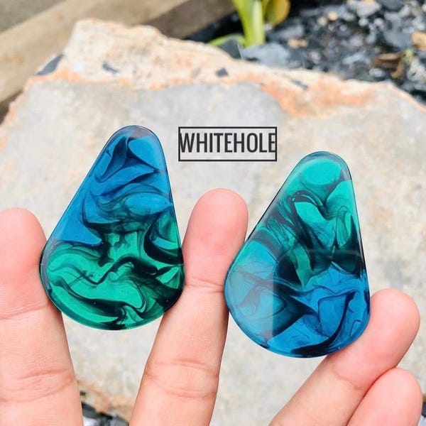 plugs Teardrop [Blue&Green/Black Smoke]-Plugs Custom/Plugs Smoke/Plugs Resin