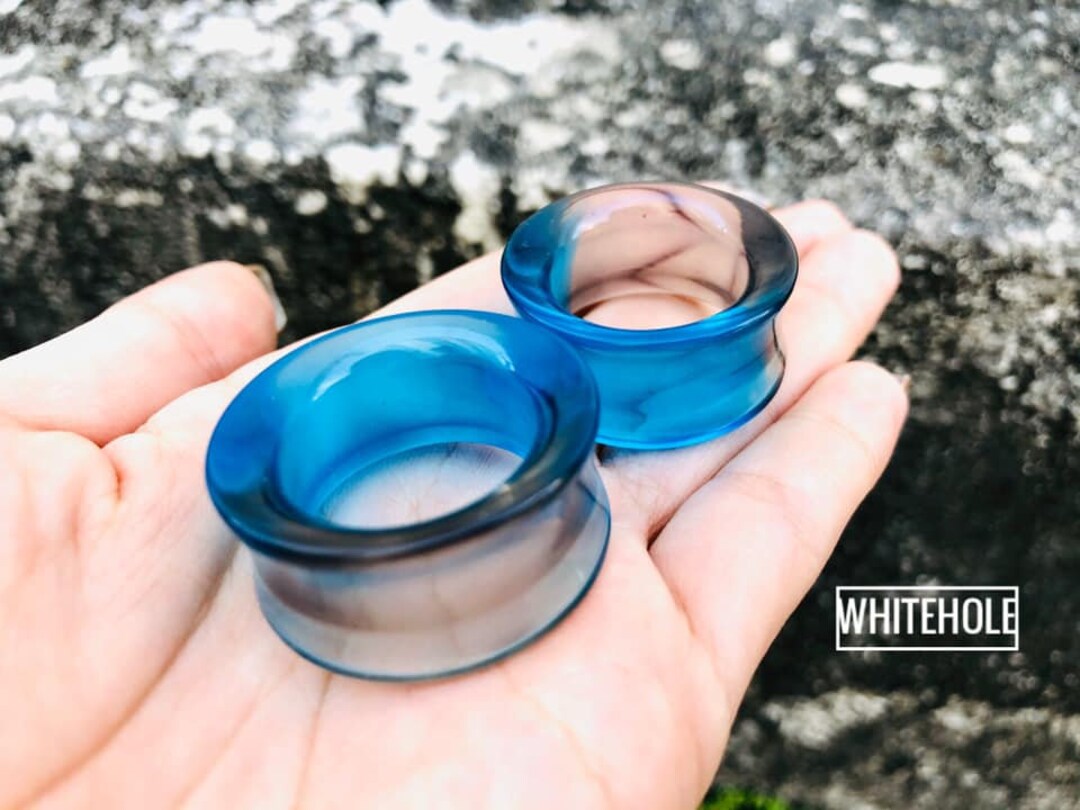 Tunnel Plugs[light Back&light Blue]-plugs Custom/plugs Smoke/plugs ...