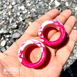 Plugs Tunnel[weiß/rosa Rauch]-Plugs Custom/Plugs Smoke/Plugs Resin