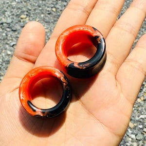 Plugs Tunnel[orange/black smoke]-Plugs Custom/Plugs Smoke/Plugs Resin