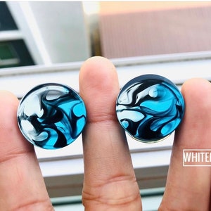 Handmade Resin Plugs: Blue & Black Smoke, Custom Sizes