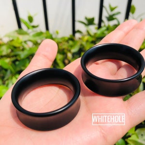 Tapones de túnel [Negro mate/blanco] - Tapones personalizados/Tapones ahumados/Tapones de resina