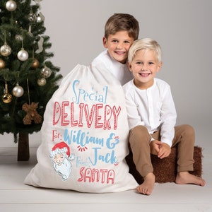 Personalized Santa Sack -Funky Santa Special Delivery -Christmas Gifts from Santa Claus -Christmas Gift Bag with Children&#39;s Name