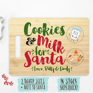 Weihnachtsmann Plätzchen + Milchbrett | Personalisierter Weihnachtsteller für Santa | Nikolausbrett | Heiligabend Teller | Plätzchen für Weihnachtsteller