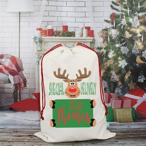 Sonderanfertigung Rentier Nikolaussack - ExpressVersand Rentier - Weihnachtsgeschenke vom Weihnachtsmann - Weihnachtsgeschenkbeutel mit Namen