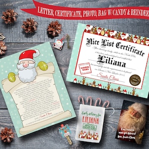 Pacote de Natal do Papai Noel Funky - Carta do Papai Noel, Certificado de Boa Lista, Sacola de Presente do Elfo + Foto do Papai Noel