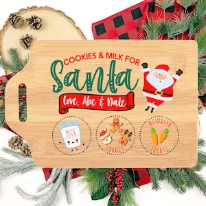Milch + Kekse für das Weihnachtsmannbrett | Personalisierter Weihnachtsteller für Santa | Nikolausbrett | Heiligabend Teller | Plätzchen für Weihnachtsteller