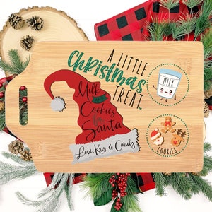 Kekse + Milch für das Weihnachtsmannbrett | Personalisierter Weihnachtsteller für Santa | Weihnachts-Leckerei-Tablett | Heiligabend Teller | Plätzchen für den Weihnachtsmann