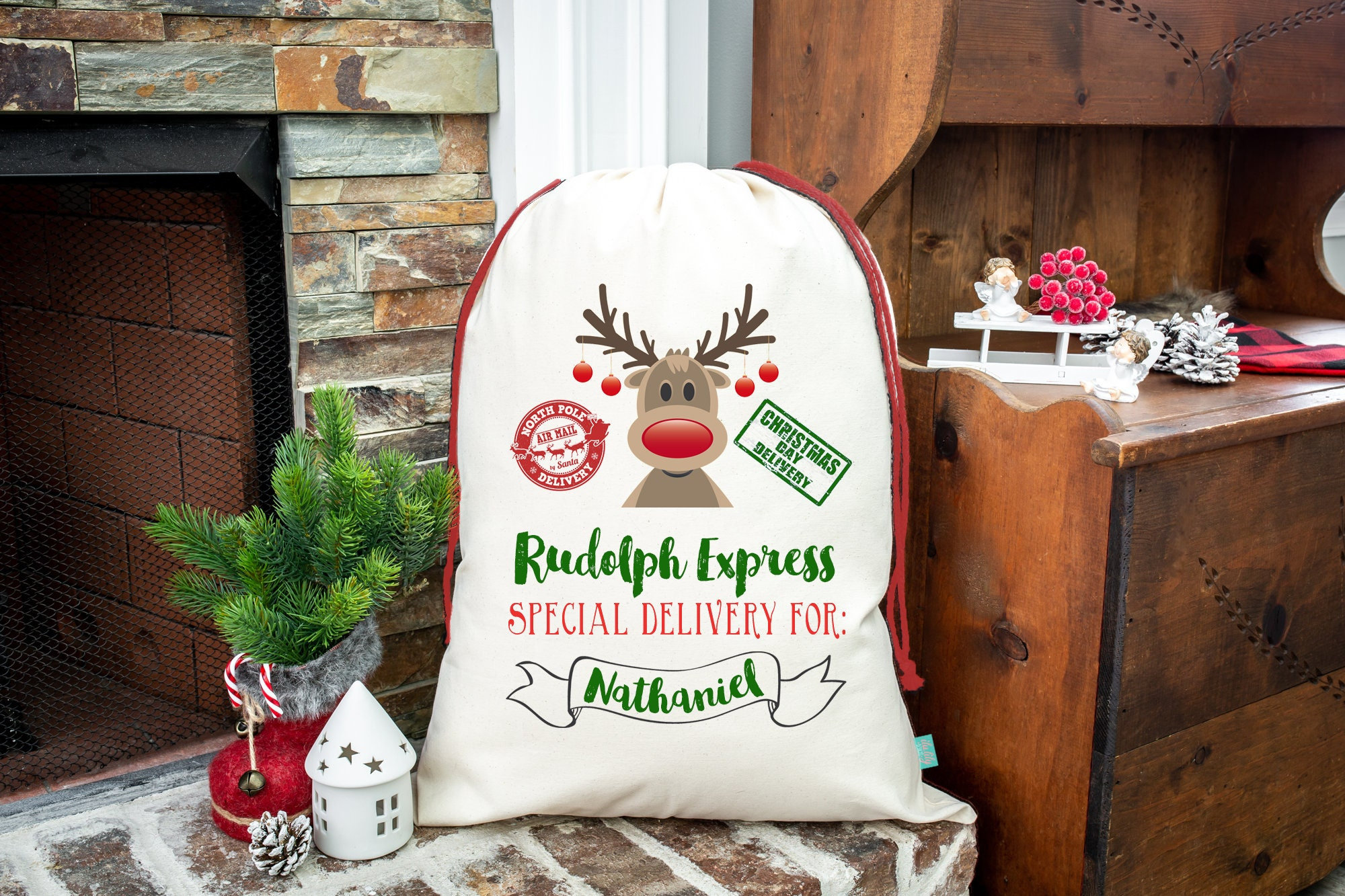 Personalized Santa Sack -rudolph Express Special Delivery - Christmas ...