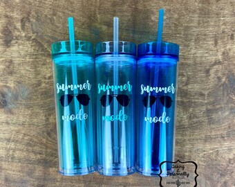 Summer Mode Personalized Tall Skinny Tumbler