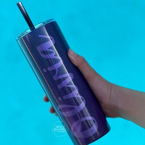 Personalized purple glitter cup