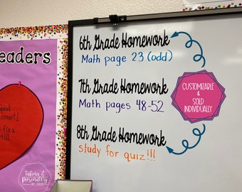 CUSTOM LABELS for Classroom Whiteboard / Classroom Vinyl