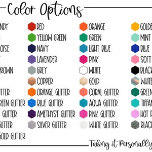 Puede incluir: Un gr&aacute;fico con opciones de color para un producto. El gr&aacute;fico incluye colores s&oacute;lidos como burdeos, rojo, naranja, amarillo, verde, azul, morado, marr&oacute;n, gris, blanco, negro y plata. Tambi&eacute;n incluye colores con purpurina como rojo con purpurina, naranja con purpurina, coral con purpurina, verde con purpurina, verde lima con purpurina, azul con purpurina, aguamarina con purpurina, tiffany con purpurina, morado con purpurina, amatista con purpurina, rosa con purpurina, rosa intenso con purpurina, dorado con purpurina, plateado con purpurina, blanco con purpurina y negro con purpurina. El gr&aacute;fico tambi&eacute;n incluye algunos otros colores como turquesa, azul marino, azul claro, menta, rosa suave, cobre, oro y &oacute;palo blanco.