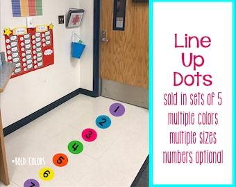 Classroom Line Up Dots: Vinyl Floor Decals, Numbered Stickers