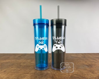 Best Friends Gamers SET, Player One, Player Two, Game Controller, Personalized,  Best Friends skinny tumblers, best friend gift, BFF