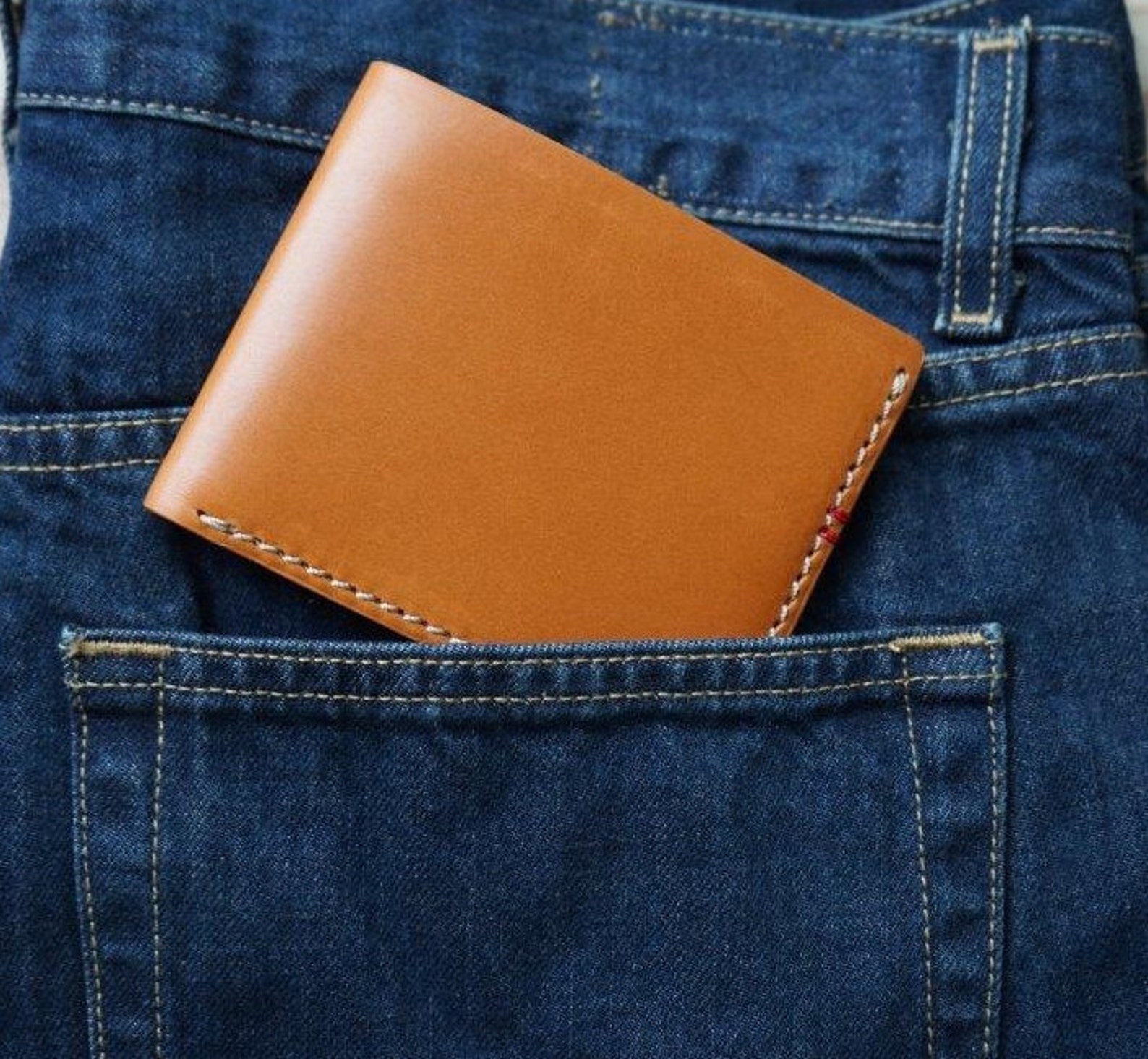 Leather Bifold Wallet Mens Wallet Italian Vachetta Leather Etsy