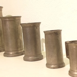 5 French Pewter measuring cups