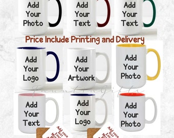 Create Your Own Design - Custom Coffee Mug - Personalised Mug ~ 15oz Size Large 'Jumbo' Mug - Add Text Photo Image Logo Artwork - Tea Mug