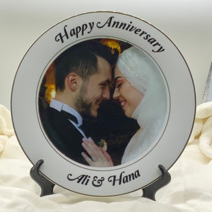 Engagement Gift Couples Gift Wedding Personalised Photo Plate Gift Custom Picture On Plate Custom Photo Print, 10 Large Plate & Stand image 3
