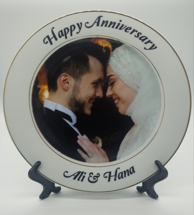 Engagement Gift Couples Gift Wedding Personalised Photo Plate Gift Custom Picture On Plate Custom Photo Print, 10 Large Plate & Stand image 8