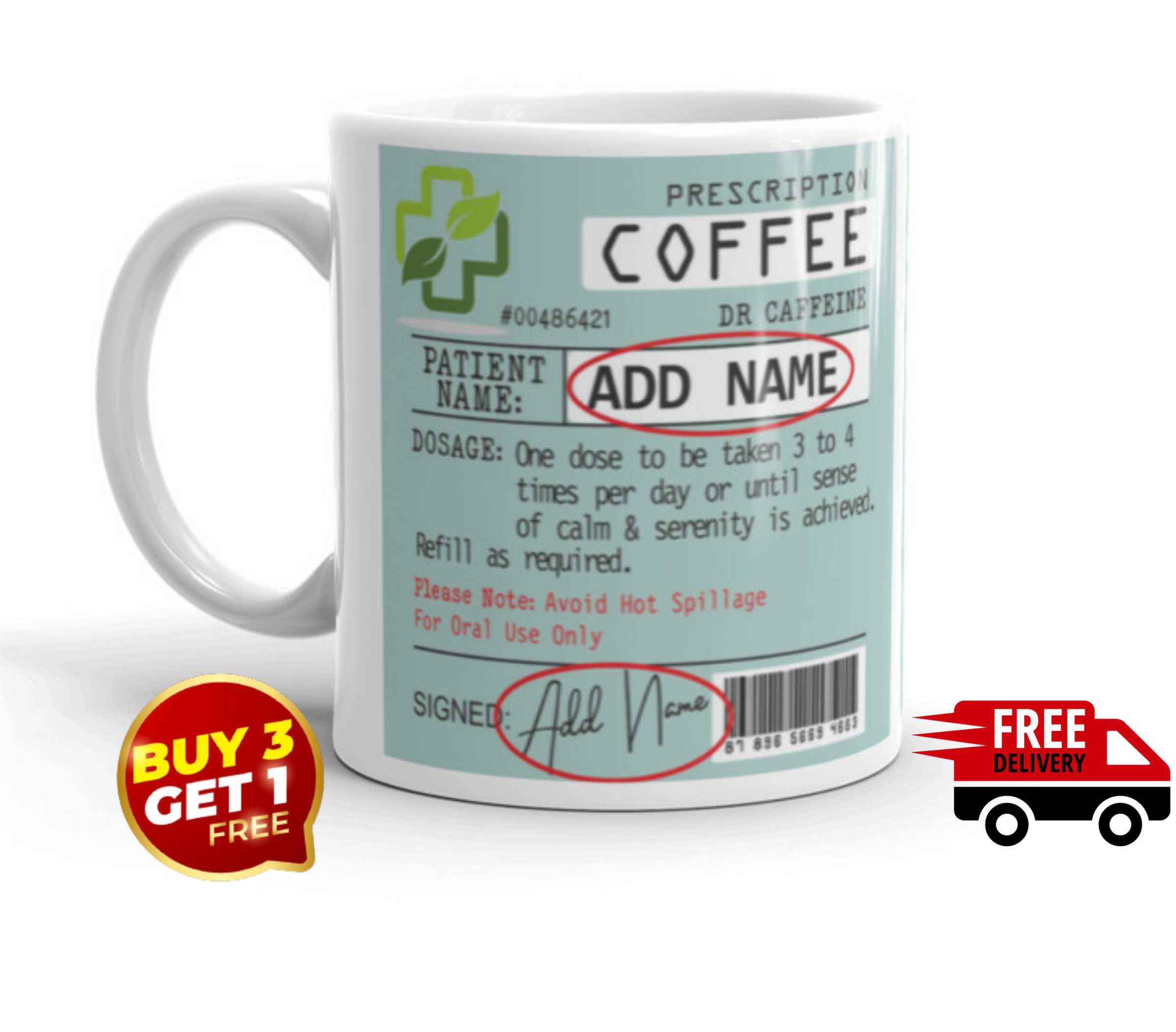 Personalised Prescription Coffee Mug – Funny Doctor Gift Idea For Men & Women