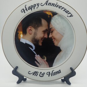 Engagement Gift Couples Gift Wedding Personalised Photo Plate Gift Custom Picture On Plate Custom Photo Print, 10 Large Plate & Stand image 6