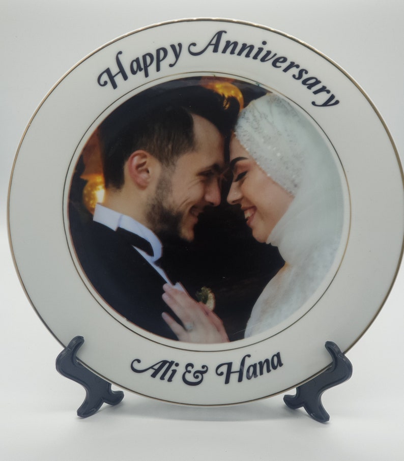 Engagement Gift Couples Gift Wedding Personalised Photo Plate Gift Custom Picture On Plate Custom Photo Print, 10 Large Plate & Stand image 6