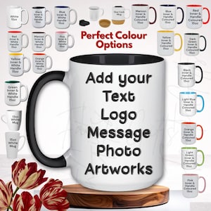 Personalised Mug ~ 15oz Size Large 'Jumbo'- Create Your Coffee Tea Mug with Text Photo Image Logo Artwork - Customised Gifts image 1