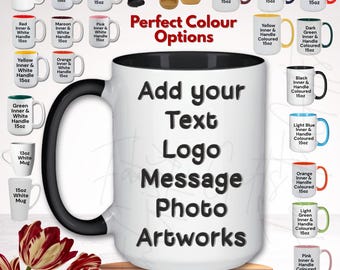 Personalised Mug ~ 15oz Size Large 'Jumbo'- Create Your Coffee Tea Mug with Text Photo Image Logo Artwork - Customised Gifts