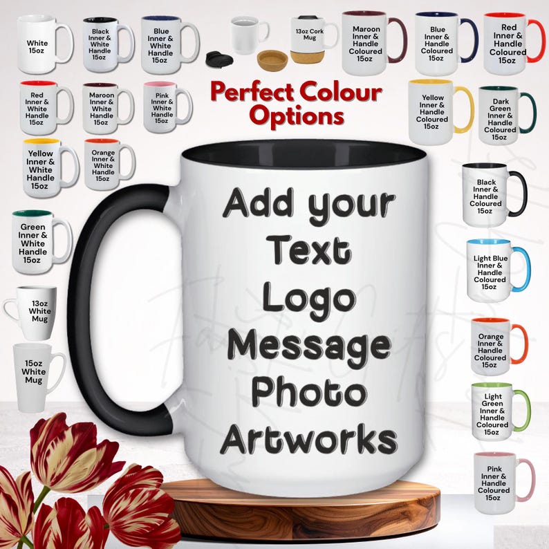 Personalised Mug ~ 15oz Size Large 'Jumbo'- Create Your Coffee Tea Mug with Text Photo Image Logo Artwork - Customised Gifts image 1