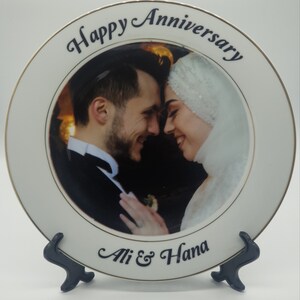 Engagement Gift Couples Gift Wedding Personalised Photo Plate Gift Custom Picture On Plate Custom Photo Print, 10 Large Plate & Stand image 7