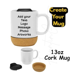 Personalised Mug ~ 15oz Size Large 'Jumbo'- Create Your Coffee Tea Mug with Text Photo Image Logo Artwork - Customised Gifts 13oz Cork Mug