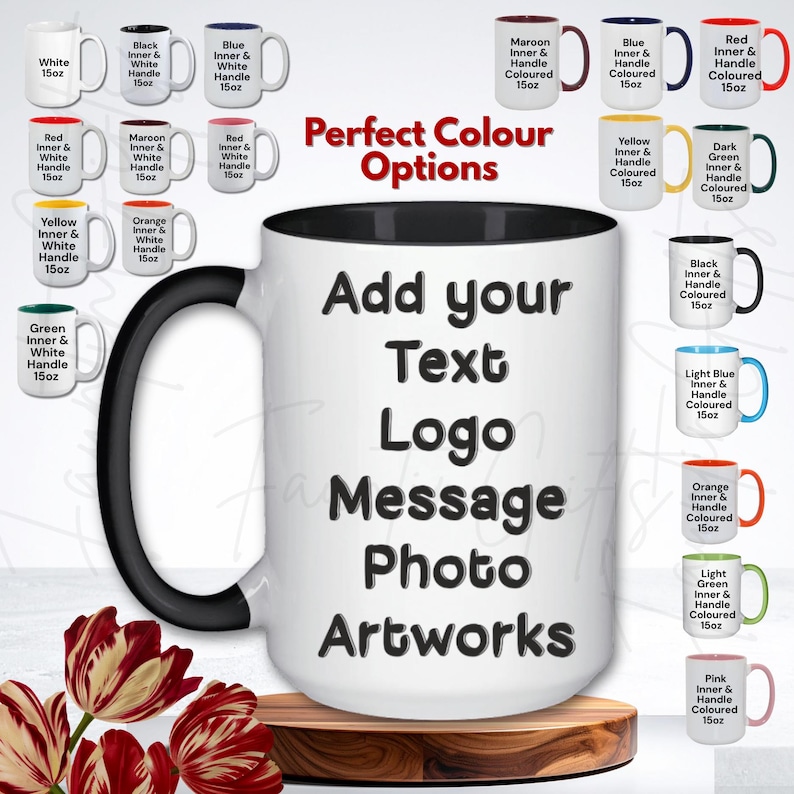 Personalised Mug ~ 15oz Size Large 'Jumbo'- Create Your Coffee Tea Mug with Text Photo Image Logo Artwork - Customised Gifts image 4