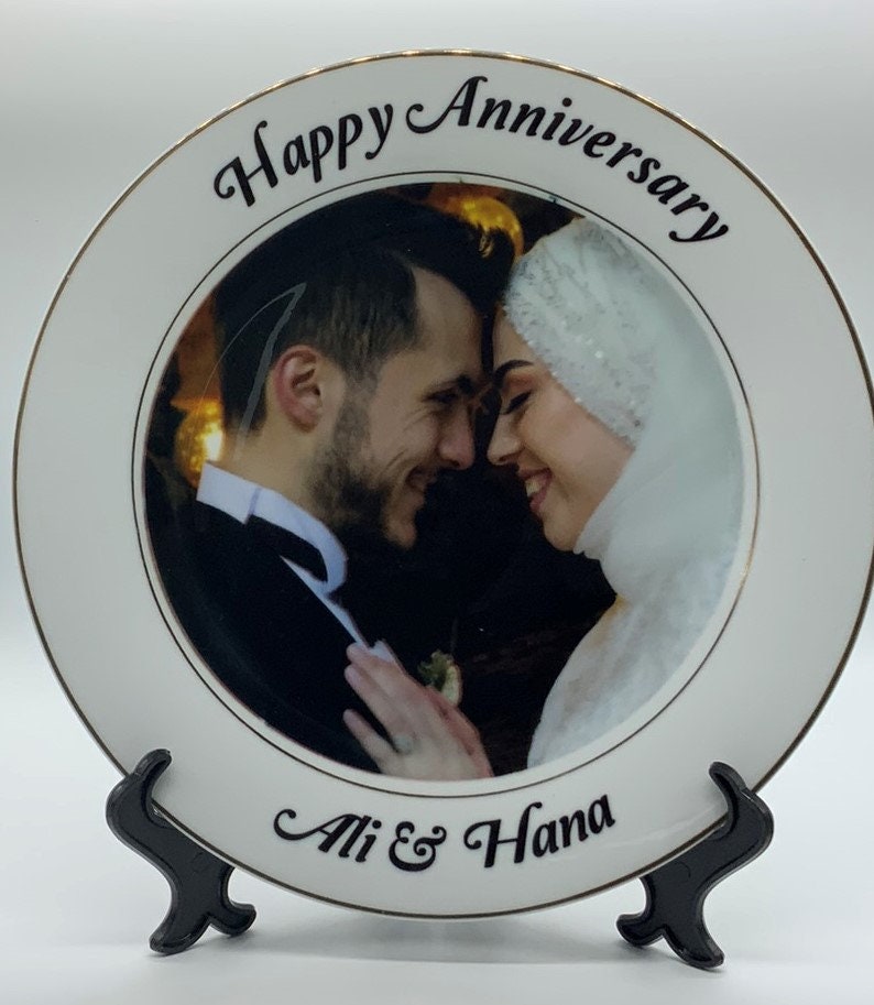 Engagement Gift Couples Gift Wedding Personalised Photo Plate Gift Custom Picture On Plate Custom Photo Print, 10 Large Plate & Stand image 2