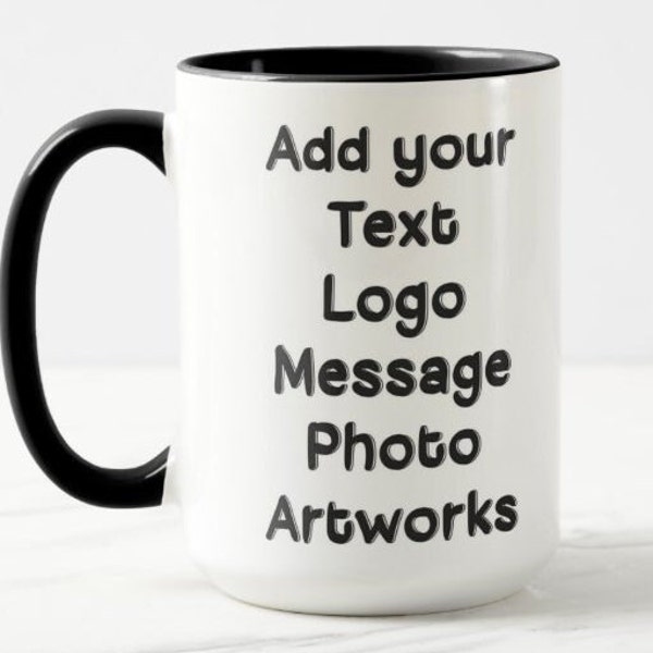 Personalised Mug ~ 15oz Size Large 'Jumbo'- Personalised Text Photo Image Logo Artwork -Tea Mug - Custom Coffee Mug