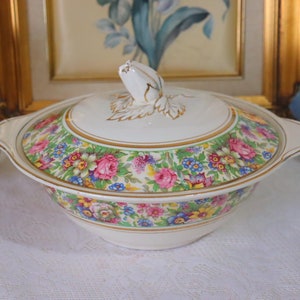 Pallisy Pottery Pretty Floral Pink Roses Chintz Tureen Vegetable Dish Vintage English Porcelain c1948+ |Elegant Dinnerware|Collectibles