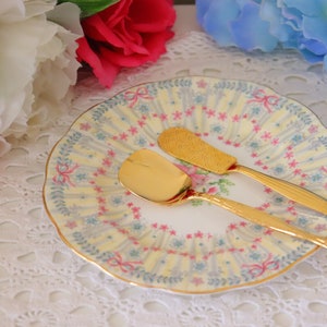 2pc Vintage Mixed Gold Plated Butter Knife & Jam Ladle/Spoon High Quality High Tea Cutlery Dinner Flatware