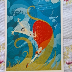Vintage reproduction art deco 'Erte' printed artwork postcard image 1