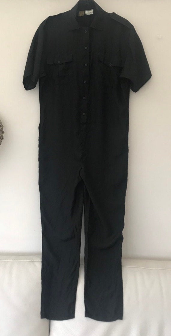 Vintage Biba black silk jumpsuit - image 1