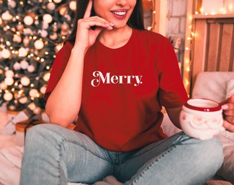 Merry Shirt | Cute Christmas Shirt | Minimalist Christmas Shirt