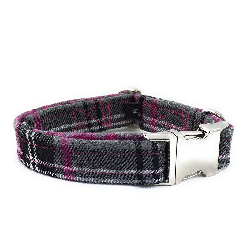 Stylish Pink Tartan Dog Collar With Choice of Buckle Etsy UK