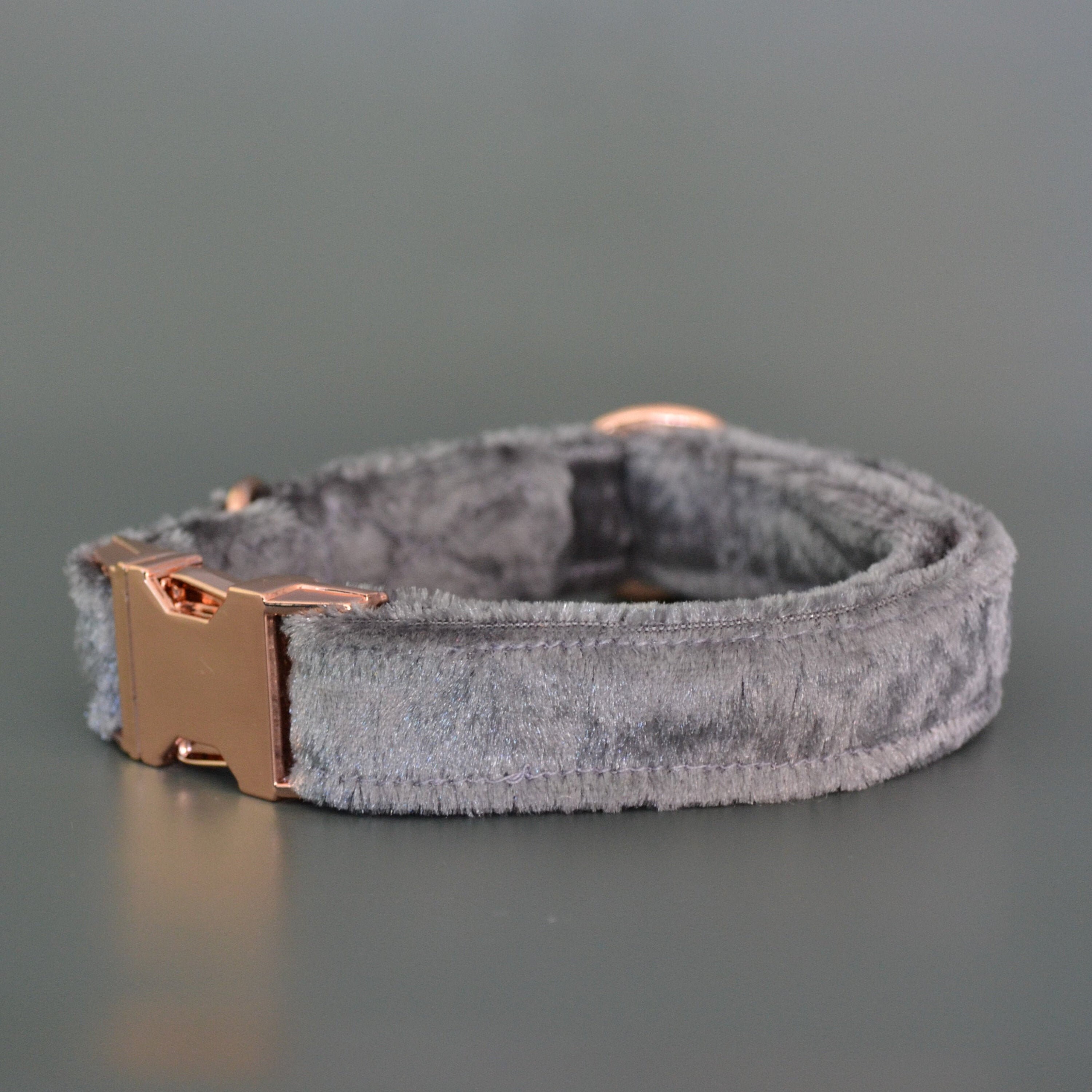 Luxury Grey Velvet Dog Collar with choice of buckle type Etsy