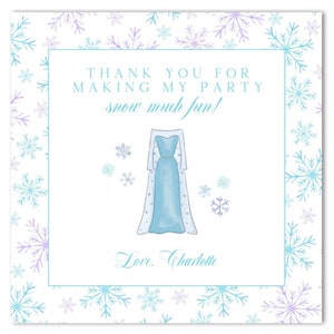 Printable Frozen Elsa Birthday Party Favor Tags - Watercolor Preppy Elsa & Anna Princess, Grandmillenial - INSTANT DOWNLOAD, Print at Home