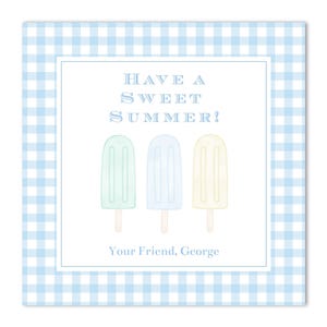 Etiqueta de picolé para presente de fim de ano letivo para impressão - "Tenha um doce verão!" - Pastel de aquarela, Grandmillenial - Download instantâneo, imprima em casa