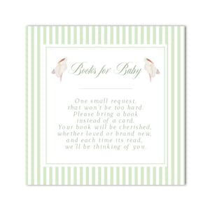 Druckbare Storch Bücher für Baby Einlage | 3x3" | Babypartybücher - Tickender Streifen, Aquarell, Grandmillenial - SOFORTIGER DOWNLOAD!