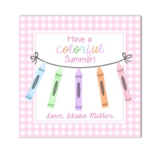 Etiqueta para presente de fim de ano letivo para impressão - "Tenha um verão colorido!" - Baixe INSTANTÂNEO, edite seu próprio texto, imprima em CASA!