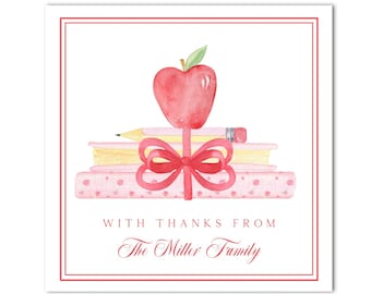 Printable Teacher Appreciation Gift Tag | End of Year Teacher Gift, School Book Stack, School Gift; Grandmillenial - INSTANT DOWNLOAD!