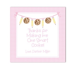 Printable Teacher Gift Tag | &quot;Thanks for Making me One Smart Cookie&quot; | First Day of School, Appreciation, End of Year  -INSTANT DOWNLOAD