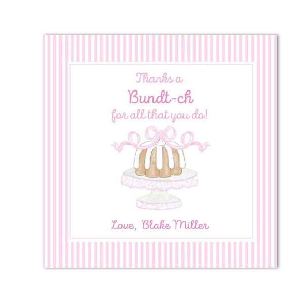 Printable Teacher Appreciation Bundt Cake Gift Tag | "Thanks a Bundt-ch For All You Do!" | End of Year; Grandmillenial - INSTANT DOWNLOAD!